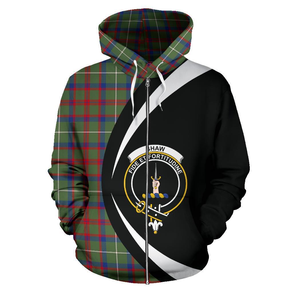 Shaw Green Modern Tartan Crest Zipper Hoodie - Circle Style