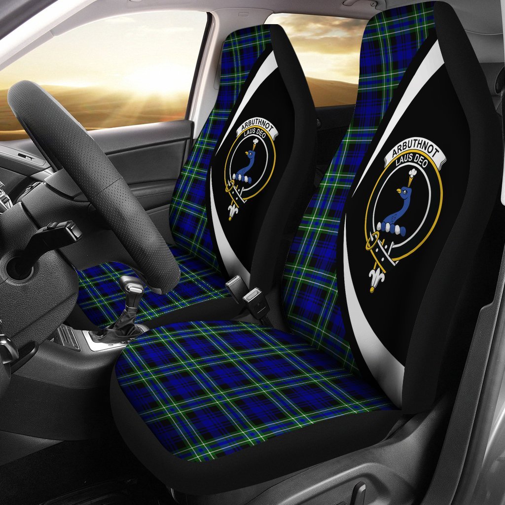 Arbuthnot Modern Tartan Crest Circle Style Car Seat Cover