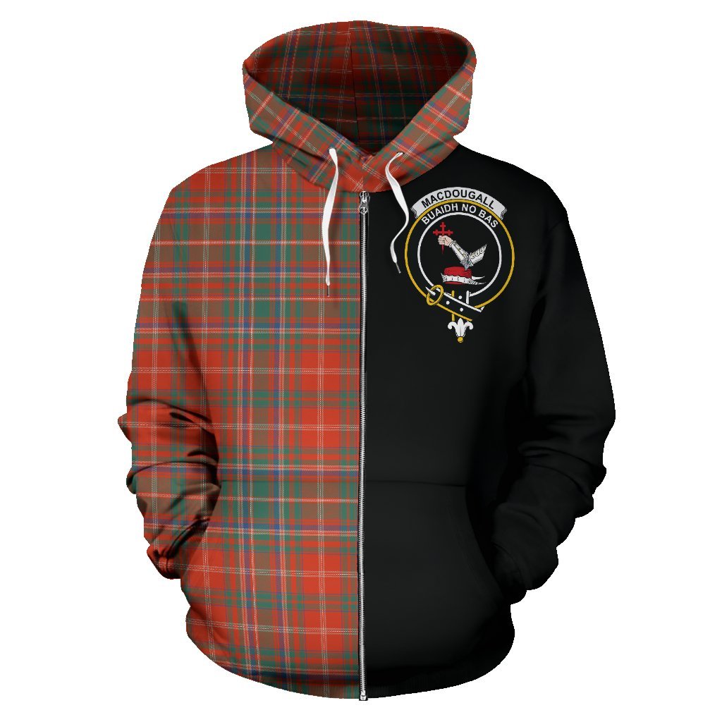 MacDougall Ancient Tartan Crest Zipper Hoodie - Half Of Me Style