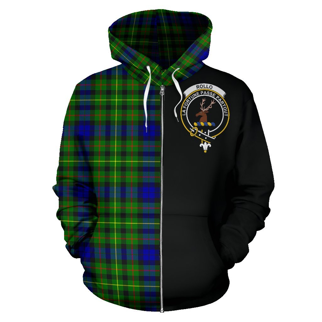 Rollo Modern Tartan Crest Zipper Hoodie - Half Of Me Style