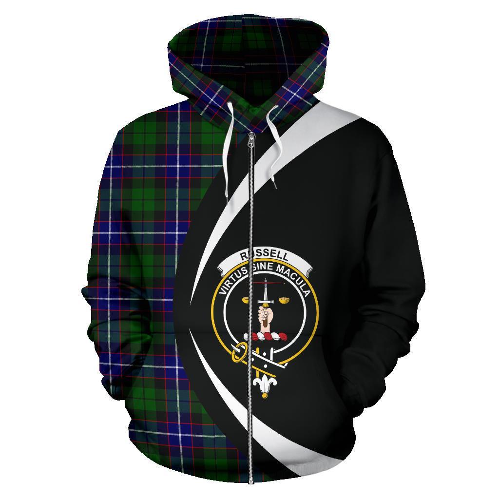 Russell Modern Tartan Crest Zipper Hoodie - Circle Style