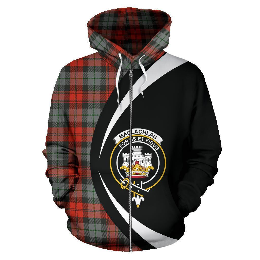 MacLachlan Weathered Tartan Crest Zipper Hoodie - Circle Style