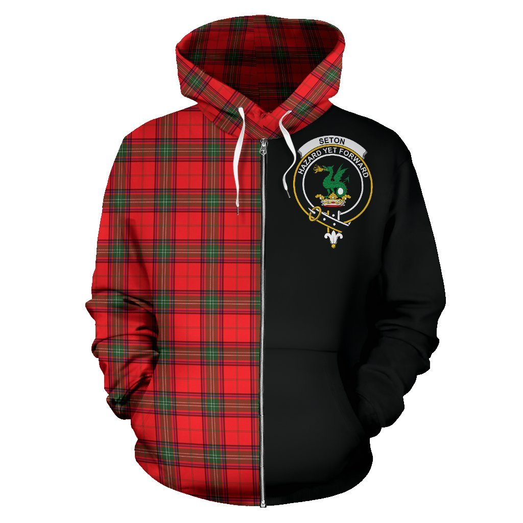 Seton Modern Tartan Crest Zipper Hoodie - Half Of Me Style