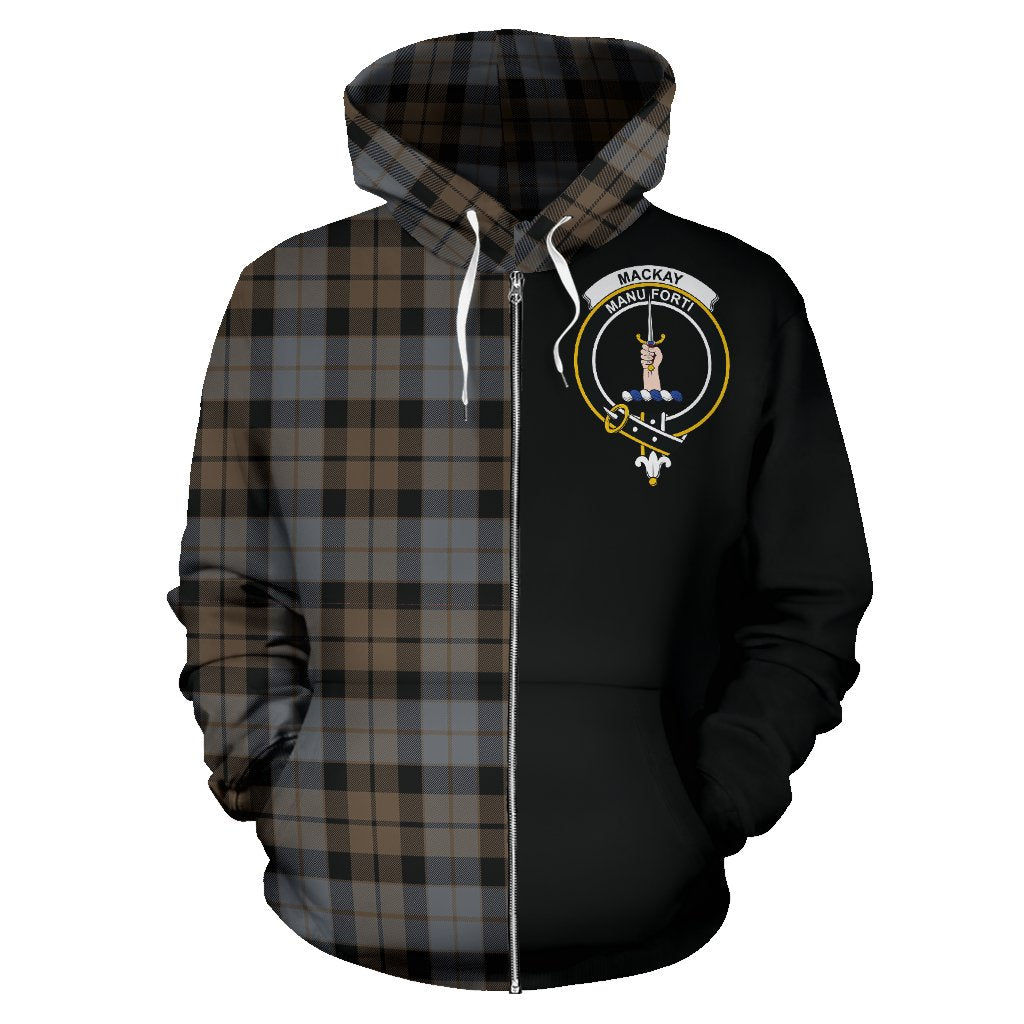 MacKay Weathered Tartan Crest Zipper Hoodie - Half Of Me Style