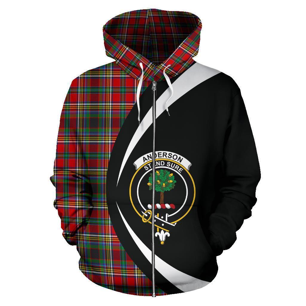 Anderson of Arbrake Tartan Crest Zipper Hoodie - Circle Style