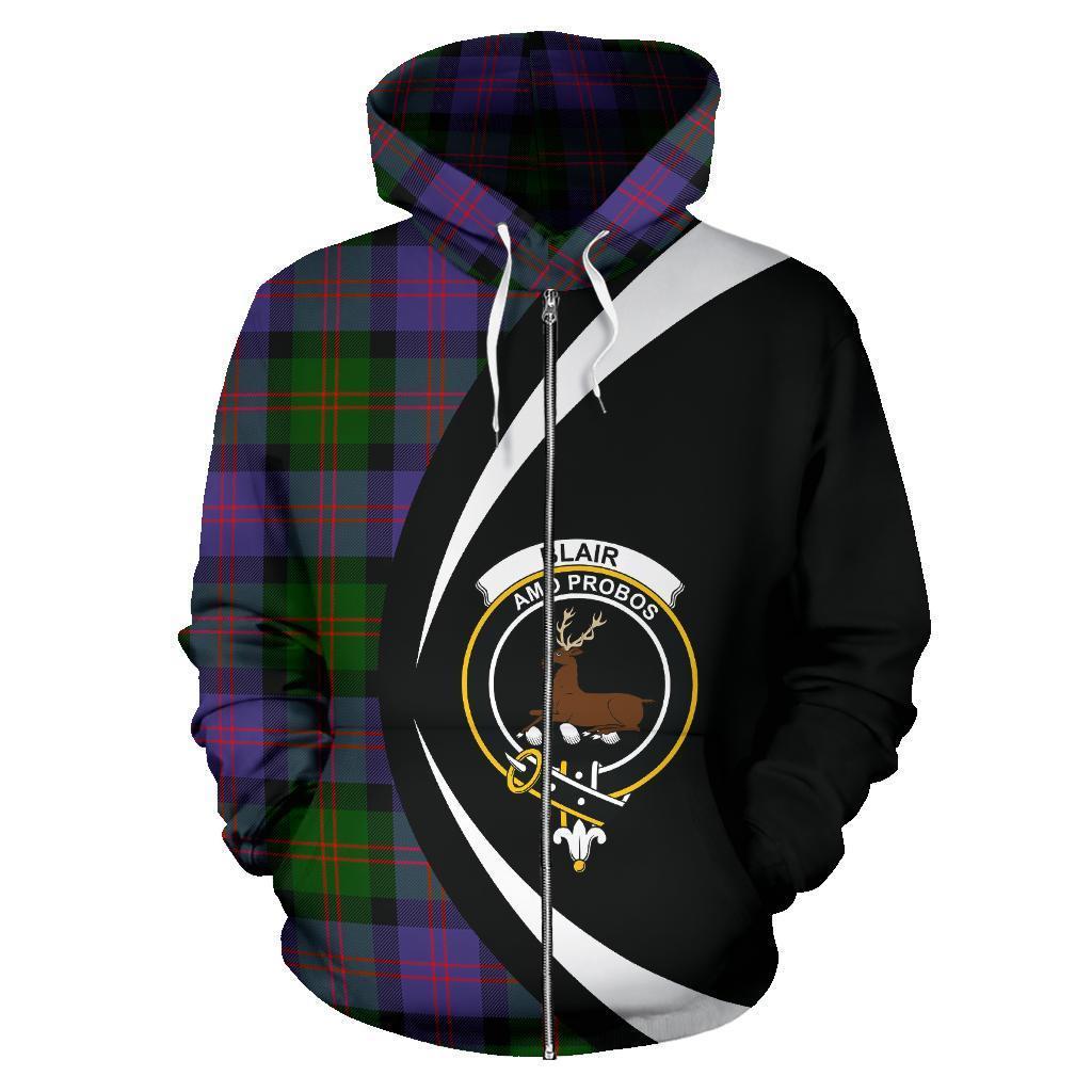 Blair Modern Tartan Crest Zipper Hoodie - Circle Style