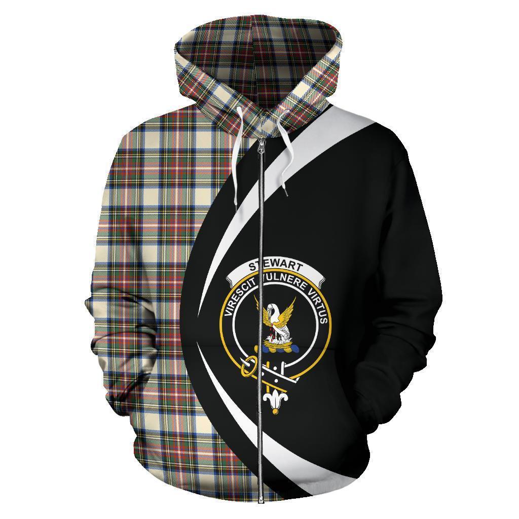 Stewart Dress Ancient Tartan Crest Zipper Hoodie - Circle Style