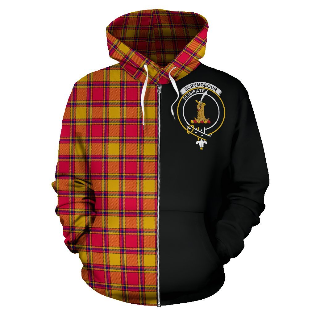 Scrymgeour Tartan Crest Zipper Hoodie - Half Of Me Style