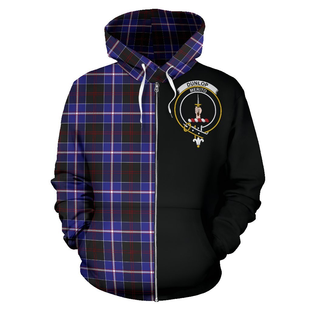 Dunlop Modern Tartan Crest Zipper Hoodie - Half Of Me Style