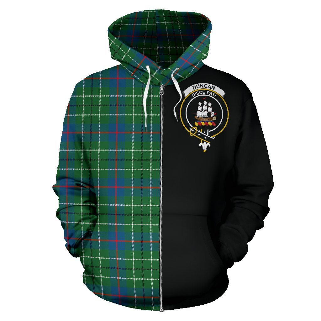 Duncan Ancient Tartan Crest Zipper Hoodie - Half Of Me Style