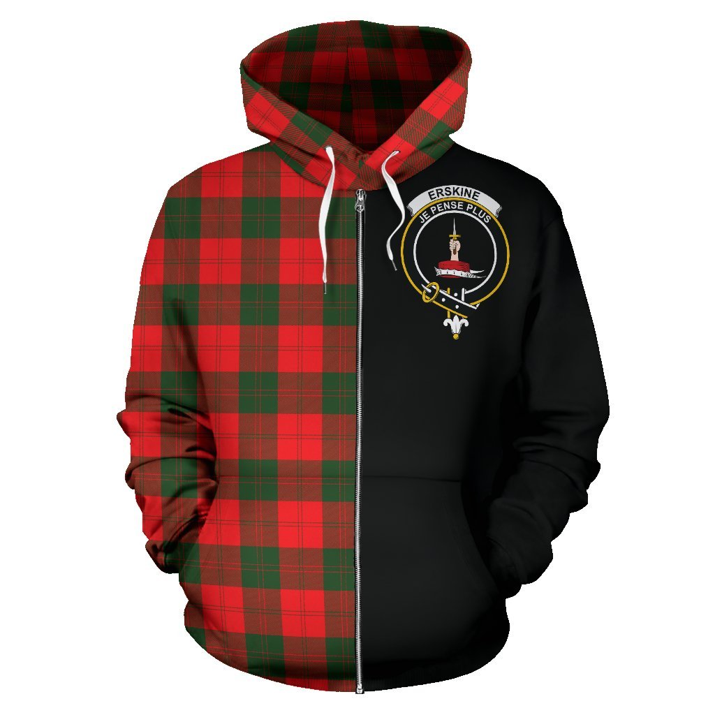 Erskine Modern Tartan Crest Zipper Hoodie - Half Of Me Style