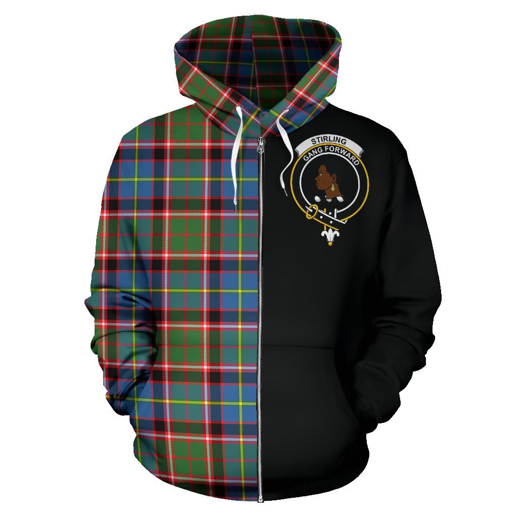 Stirling & Bannockburn District Tartan Crest Zipper Hoodie - Half Of Me Style