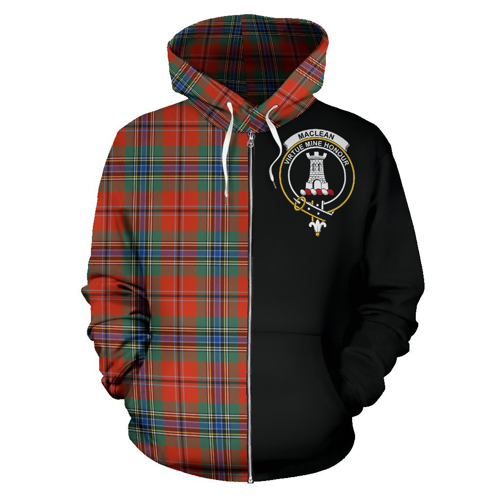 MacLean of Duart Ancient Tartan Crest Zipper Hoodie - Half Of Me Style