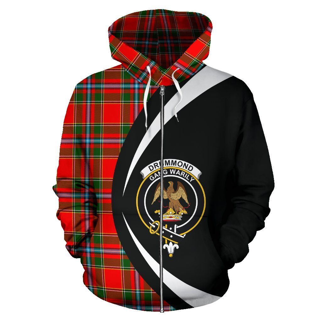 Drummond of Perth Tartan Crest Zipper Hoodie - Circle Style