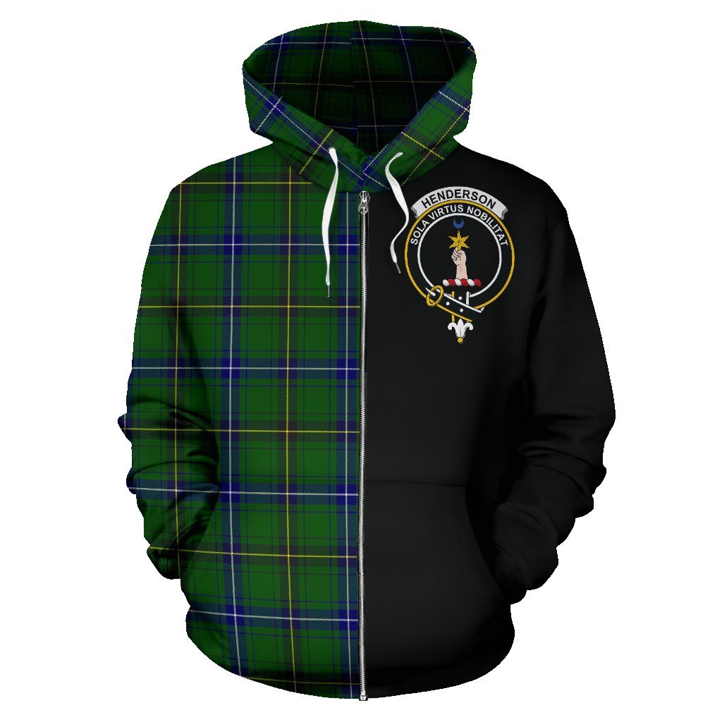 Henderson Modern Tartan Crest Zipper Hoodie - Half Of Me Style