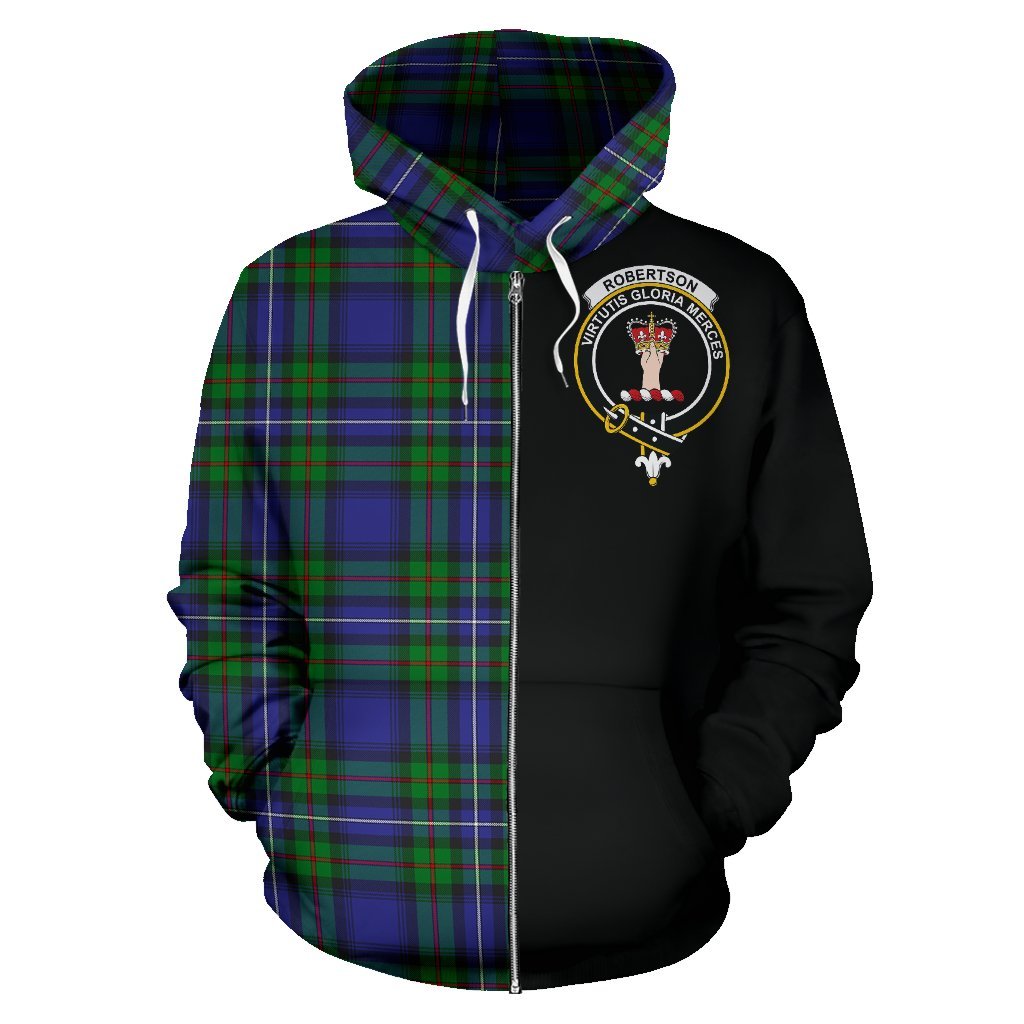 Robertson Hunting Modern Tartan Crest Zipper Hoodie - Half Of Me Style