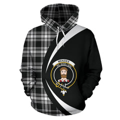Menzies Black _ White Modern Tartan Crest Hoodie - Circle Style