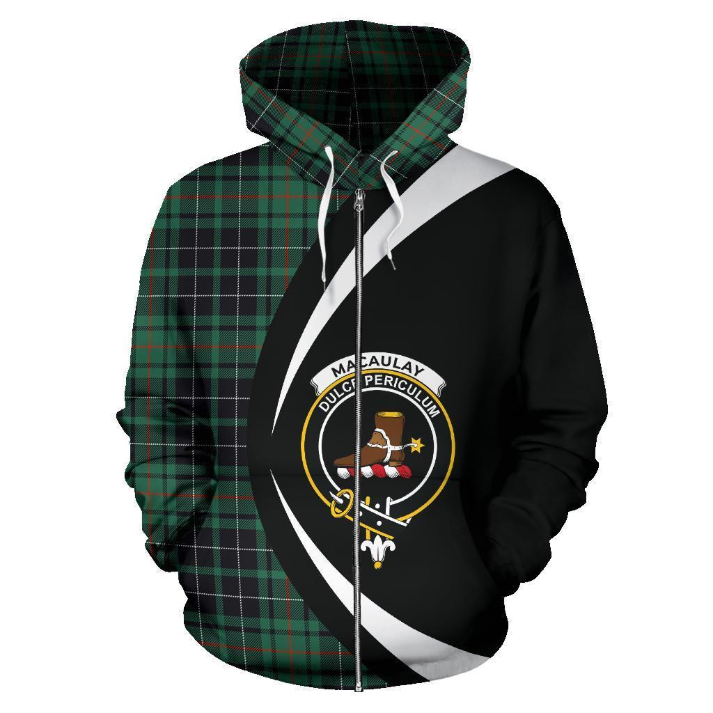 MacAulay Hunting Ancient Tartan Crest Zipper Hoodie - Circle Style