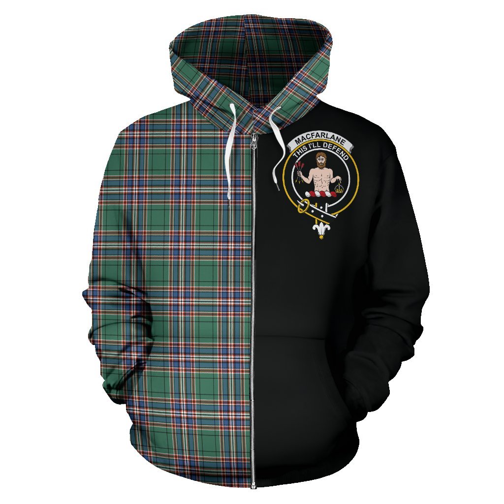 MacFarlane Hunting Ancient Tartan Crest Zipper Hoodie - Half Of Me Style