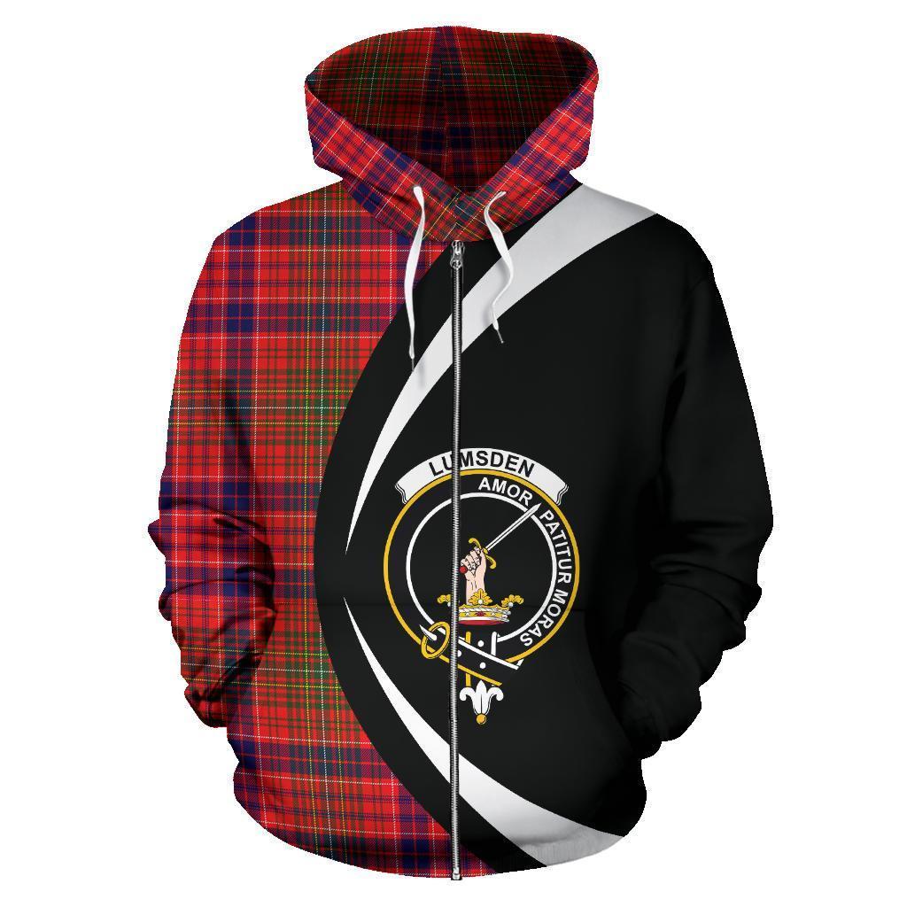 Lumsden Modern Tartan Crest Zipper Hoodie - Circle Style