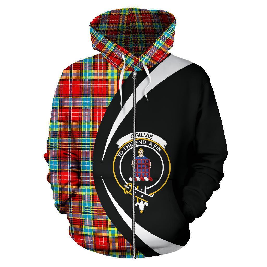 Ogilvie Tartan Crest Zipper Hoodie - Circle Style