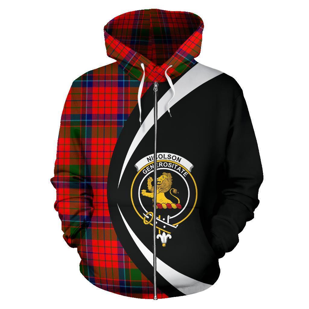 Nicolson Modern Tartan Crest Zipper Hoodie - Circle Style