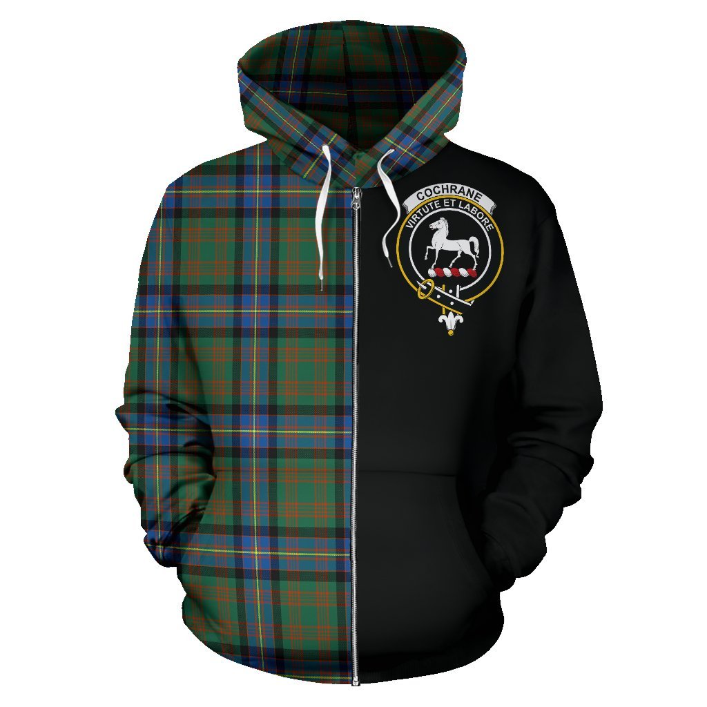 Cochrane Ancient Tartan Crest Zipper Hoodie - Half Of Me Style