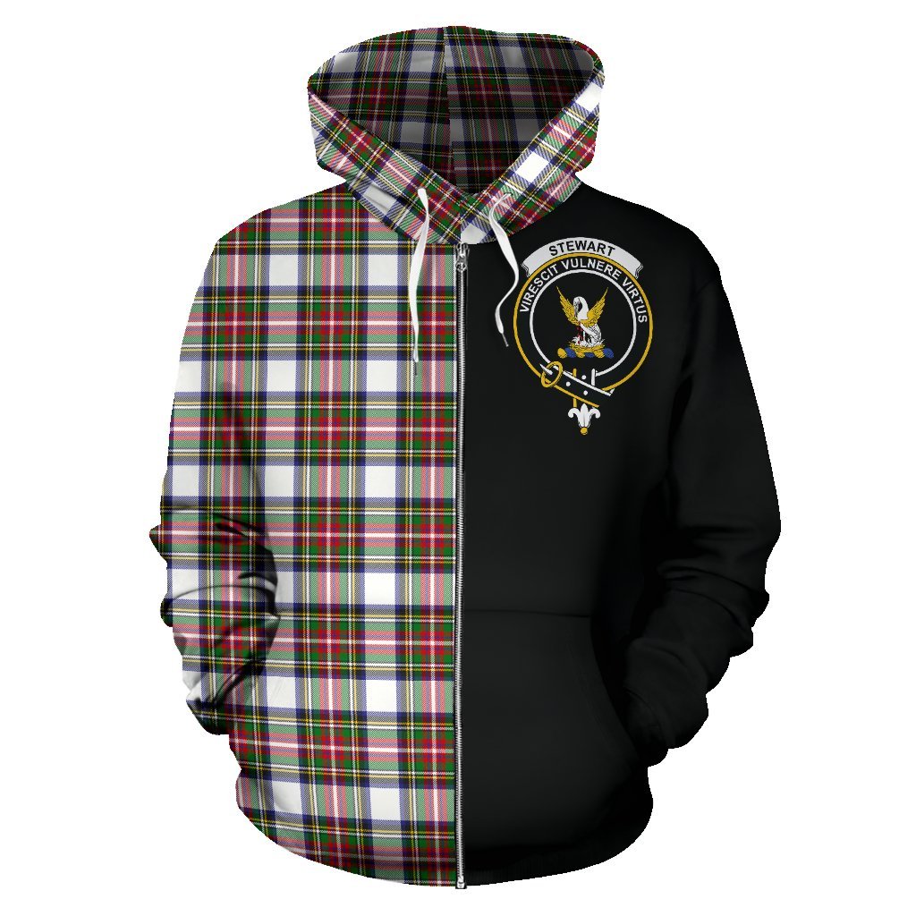 Stewart Dress Modern Tartan Crest Zipper Hoodie - Half Of Me Style