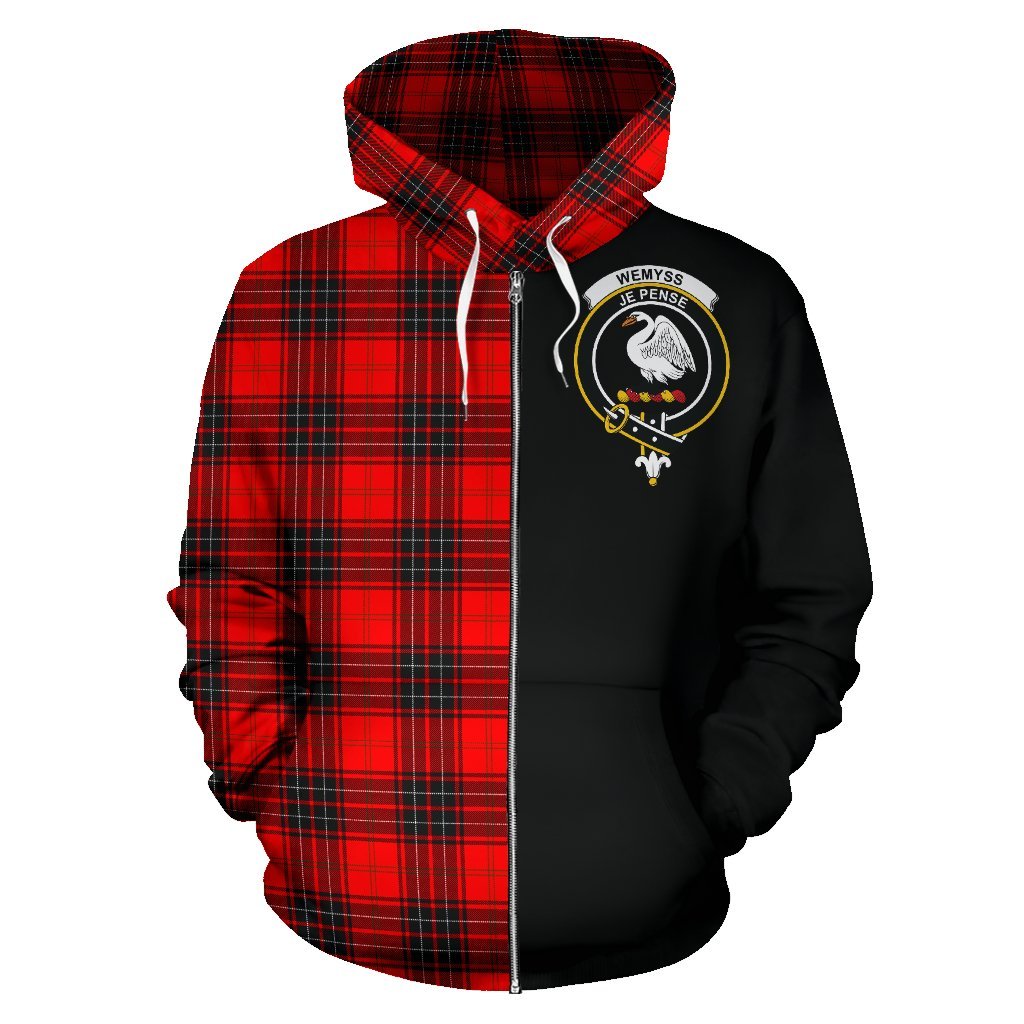 Wemyss Modern Tartan Crest Zipper Hoodie - Half Of Me Style