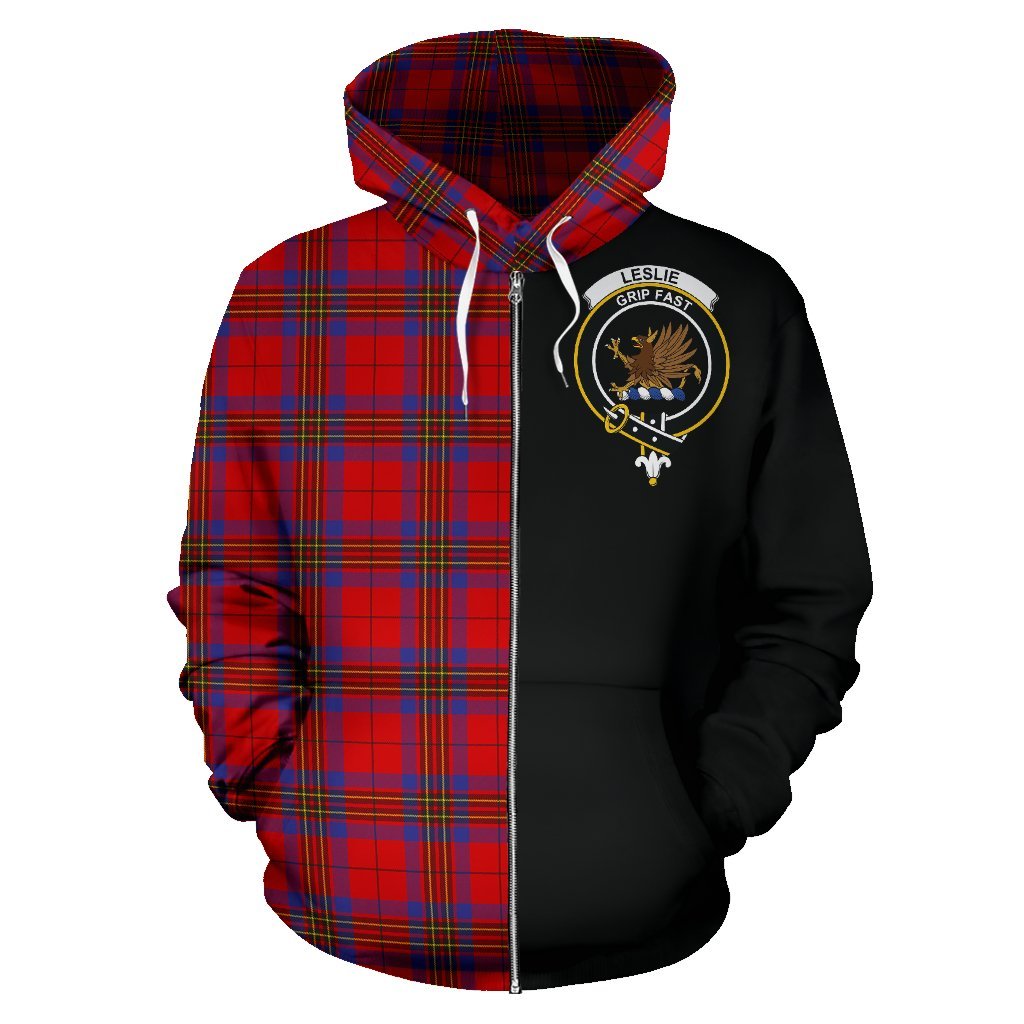 Leslie Modern Tartan Crest Zipper Hoodie - Half Of Me Style