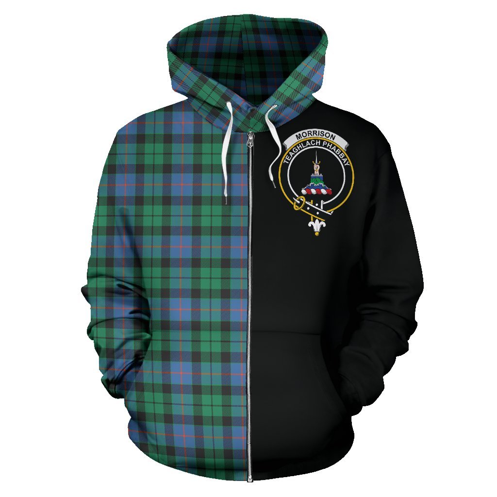 Morrison Ancient Tartan Crest Zipper Hoodie - Half Of Me Style