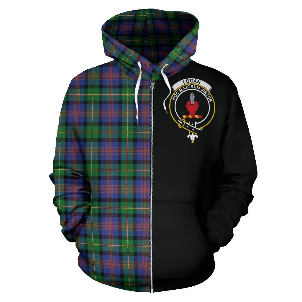 Logan Ancient Tartan Crest Zipper Hoodie - Half Of Me Style