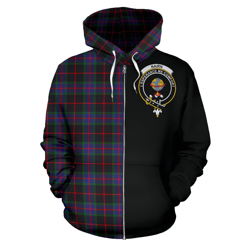 Nairn Tartan Crest Zipper Hoodie - Half Of Me Style