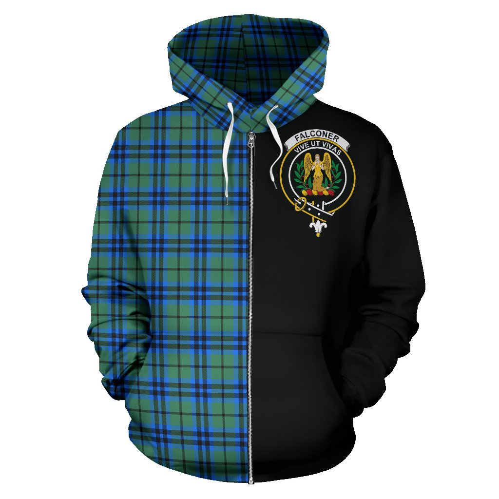 Falconer Tartan Crest Zipper Hoodie - Half Of Me Style