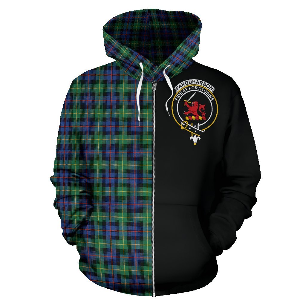 Farquharson Ancient Tartan Crest Zipper Hoodie - Half Of Me Style