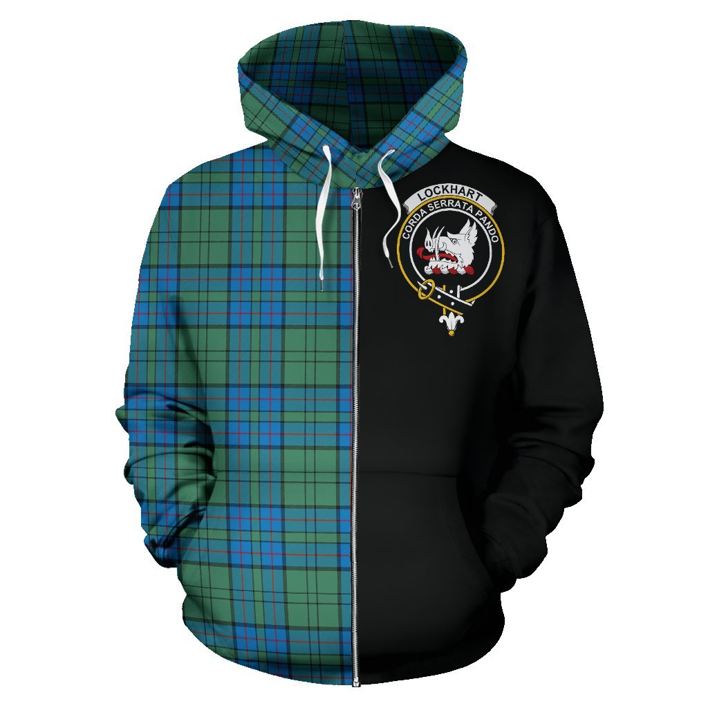 Lockhart Tartan Crest Zipper Hoodie - Half Of Me Style