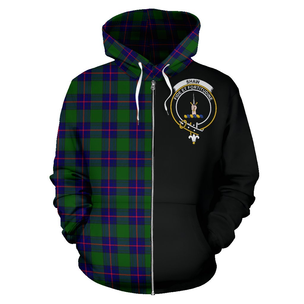 Shaw Modern Tartan Crest Zipper Hoodie - Half Of Me Style