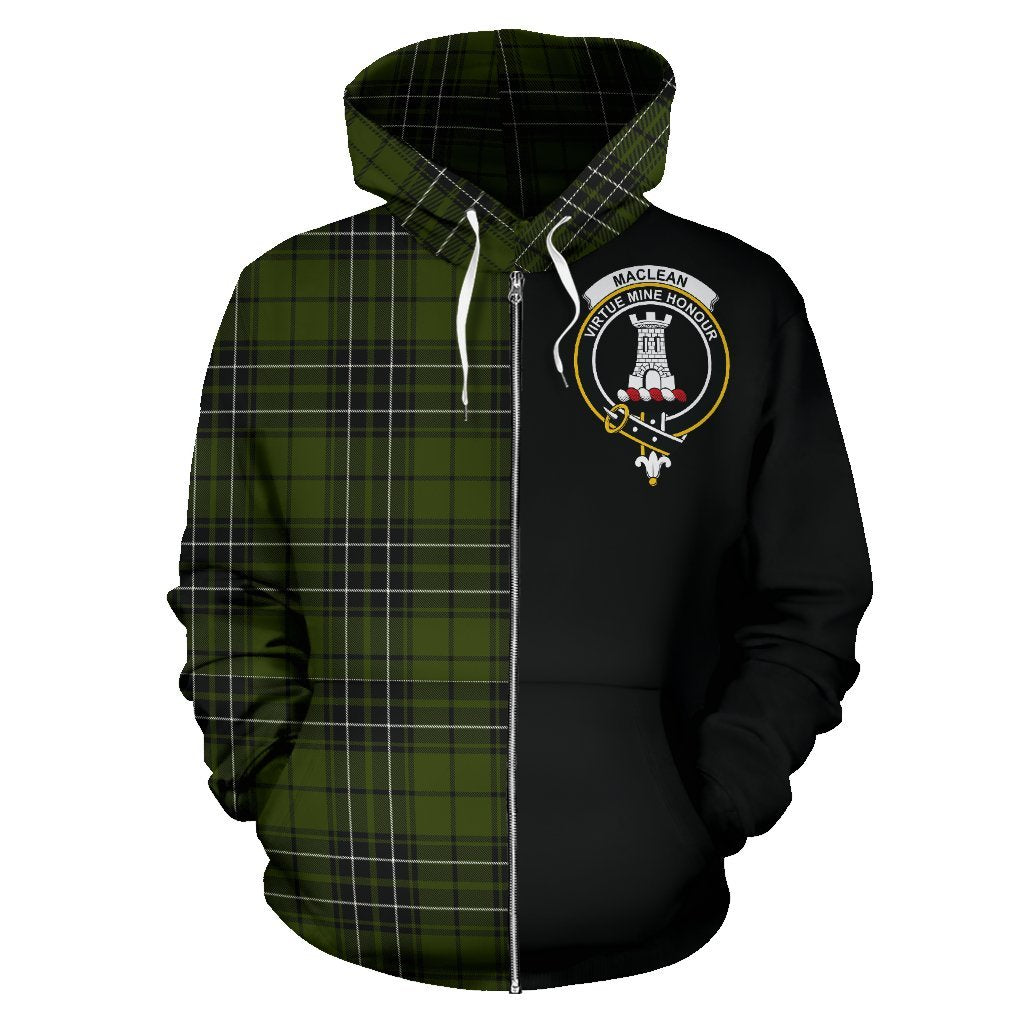 MacLean Hunting Tartan Crest Zipper Hoodie - Half Of Me Style