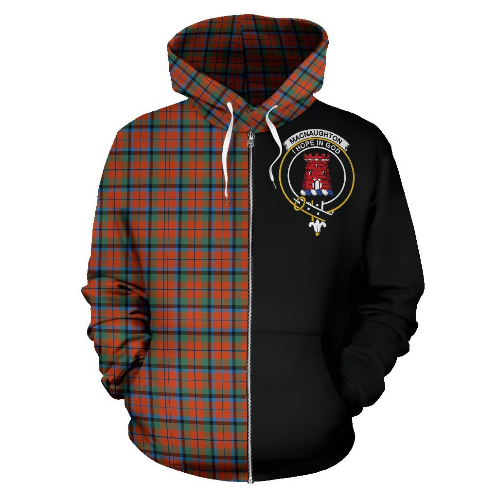 MacNaughton Ancient Tartan Crest Zipper Hoodie - Half Of Me Style