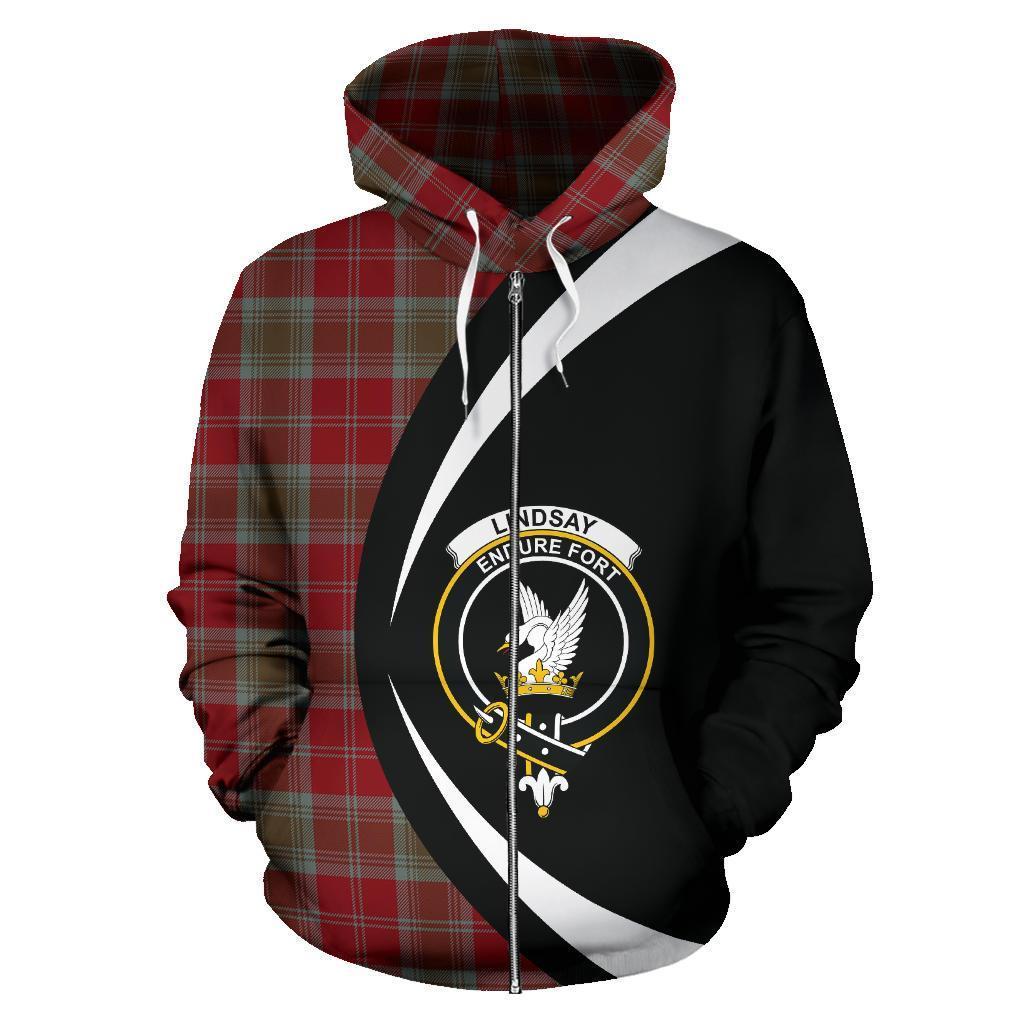 Lindsay Weathered Tartan Crest Zipper Hoodie - Circle Style