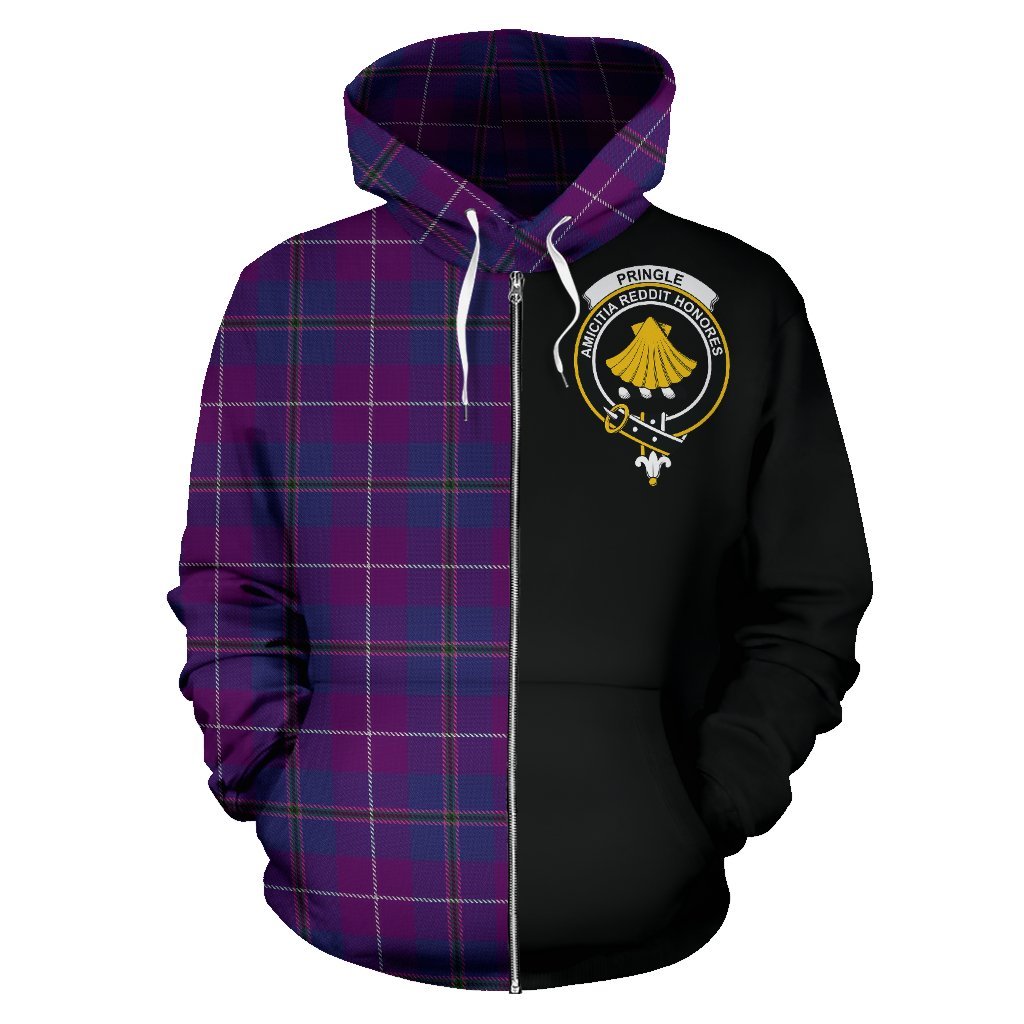 Pride of Glencoe Tartan Crest Zipper Hoodie - Half Of Me Style