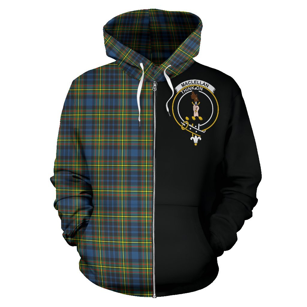 MacLellan Ancient Tartan Crest Zipper Hoodie - Half Of Me Style