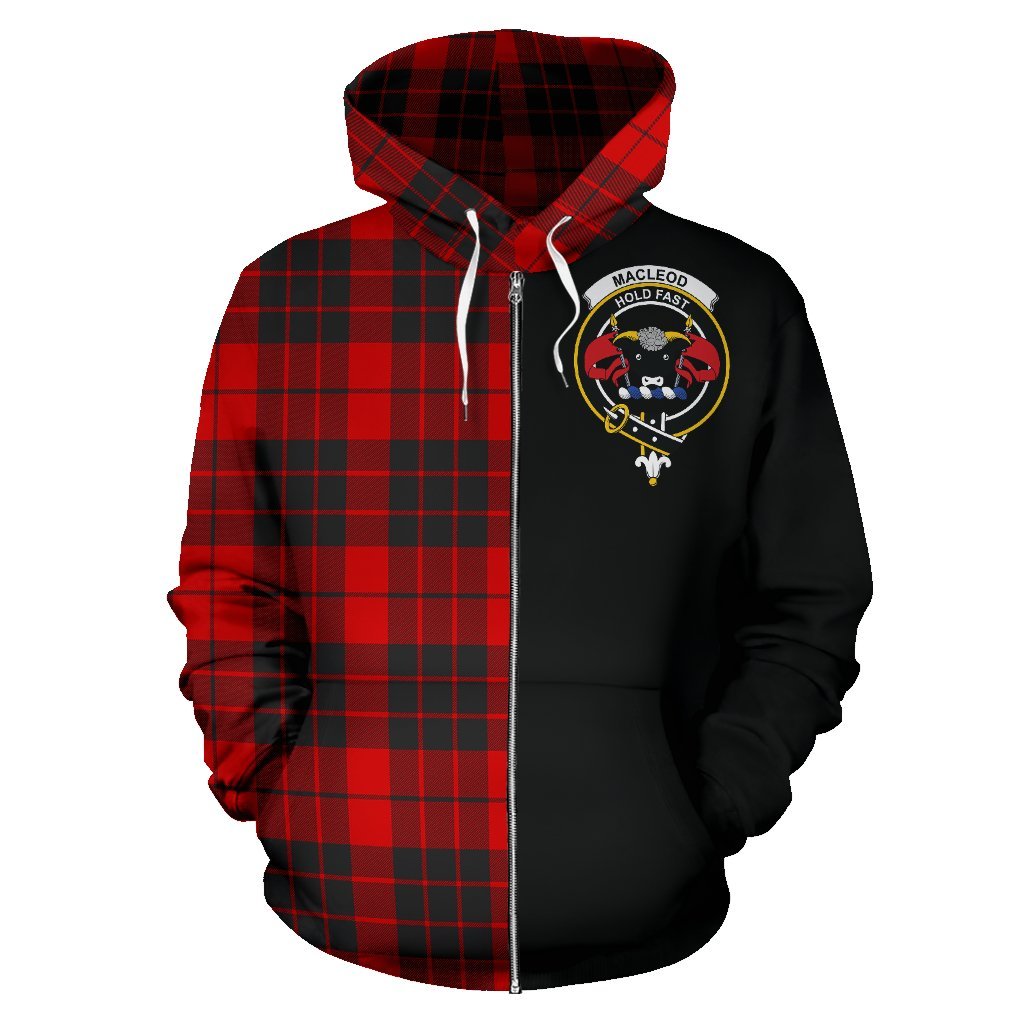 MacLeod of Raasay Tartan Crest Zipper Hoodie - Half Of Me Style