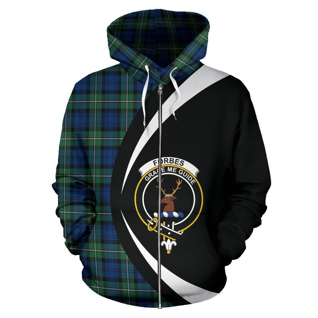 Forbes Ancient Tartan Crest Zipper Hoodie - Circle Style