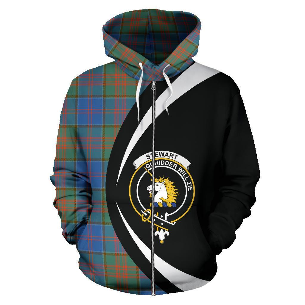 Stewart of Appin Hunting Ancient Tartan Crest Zipper Hoodie - Circle Style