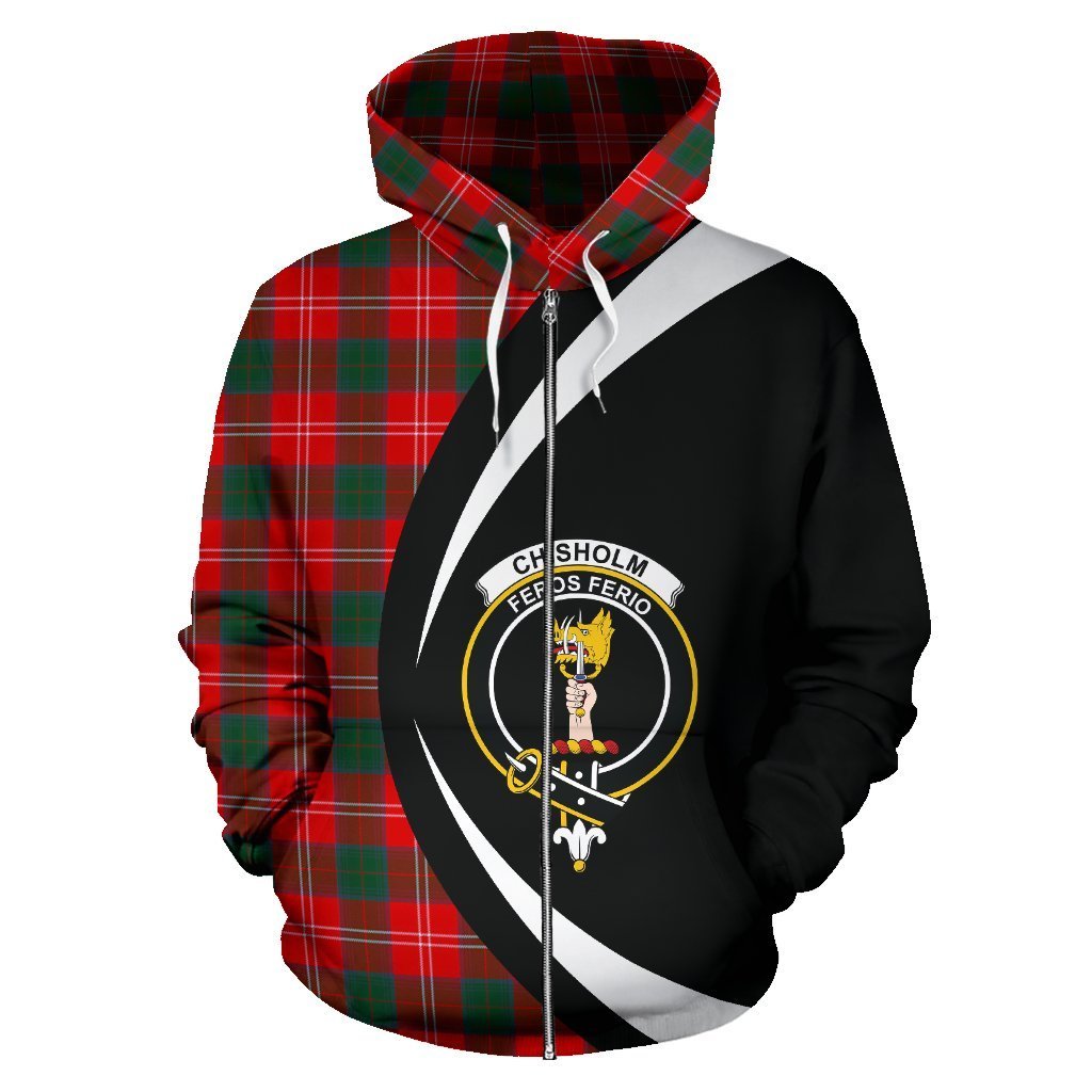 Chisholm Modern Tartan Crest Zipper Hoodie - Circle Style