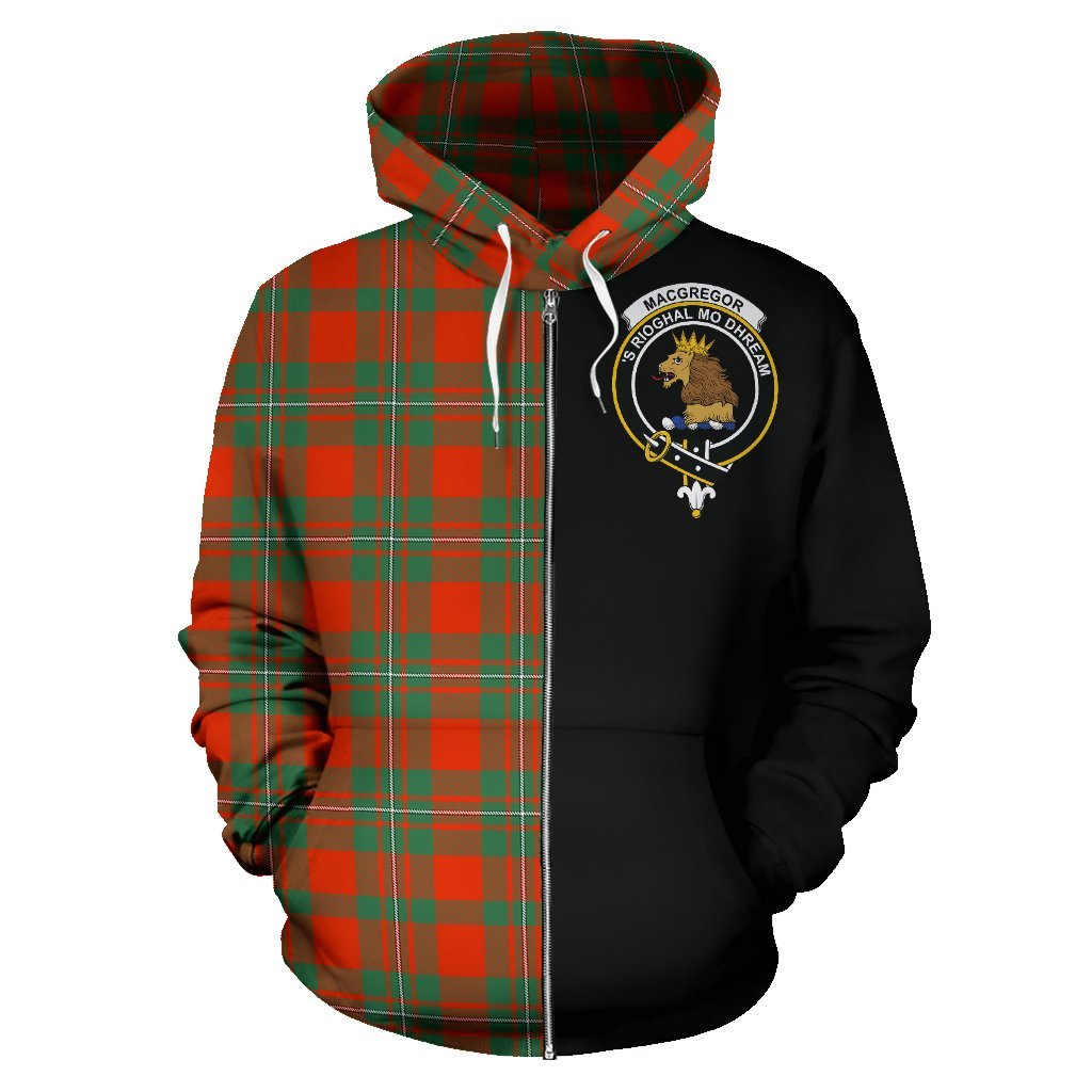 MacGregor Ancient Tartan Crest Zipper Hoodie - Half Of Me Style