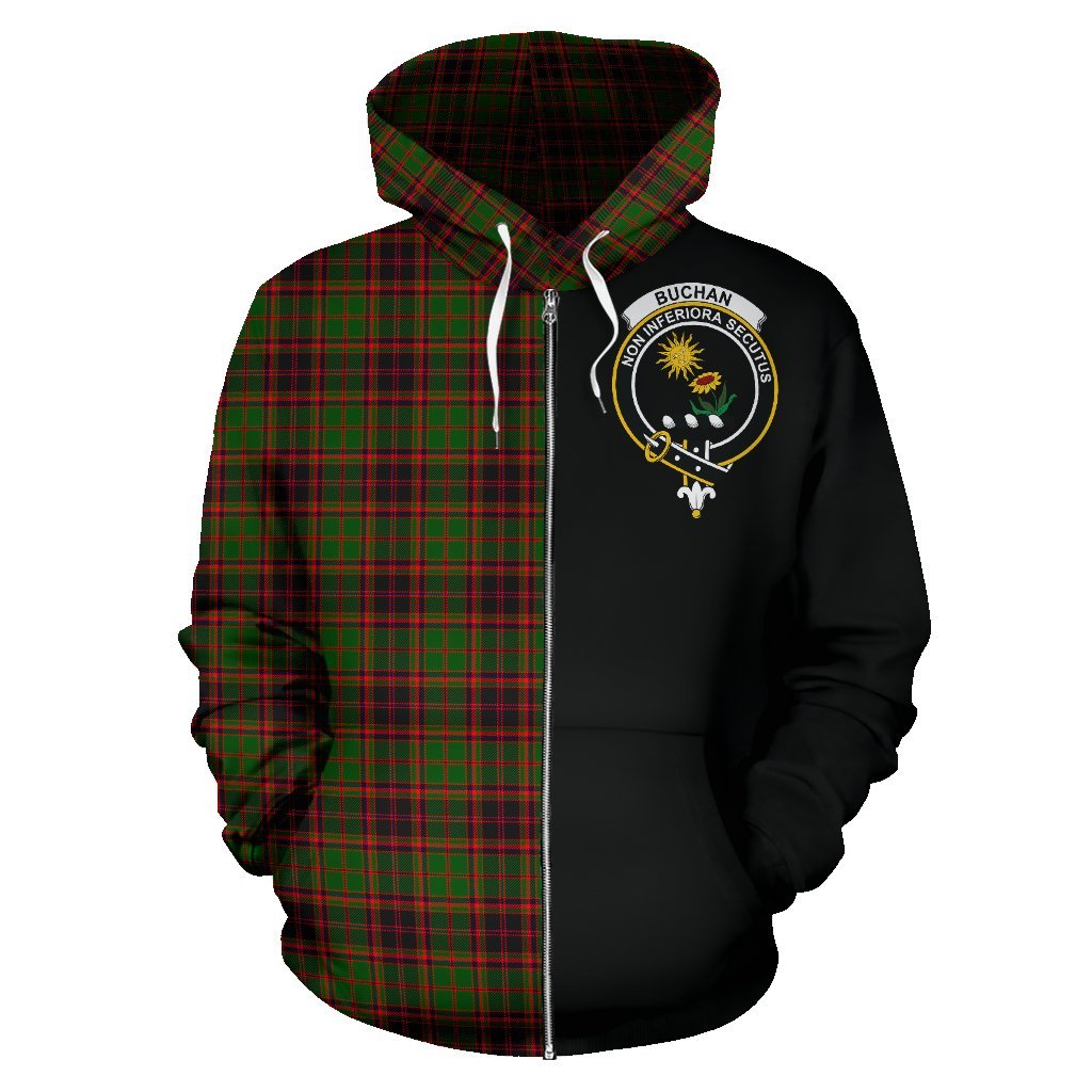 Buchan Modern Tartan Crest Zipper Hoodie - Half Of Me Style