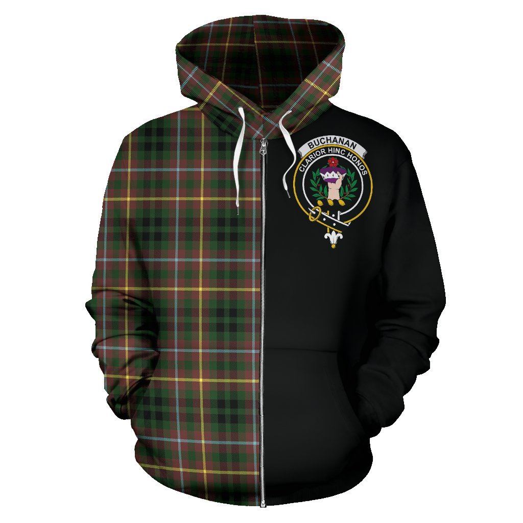 Buchanan Hunting Tartan Crest Zipper Hoodie - Half Of Me Style