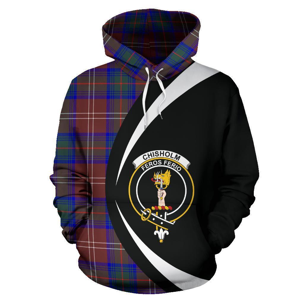 Chisholm Hunting Modern Tartan Crest Hoodie - Circle Style